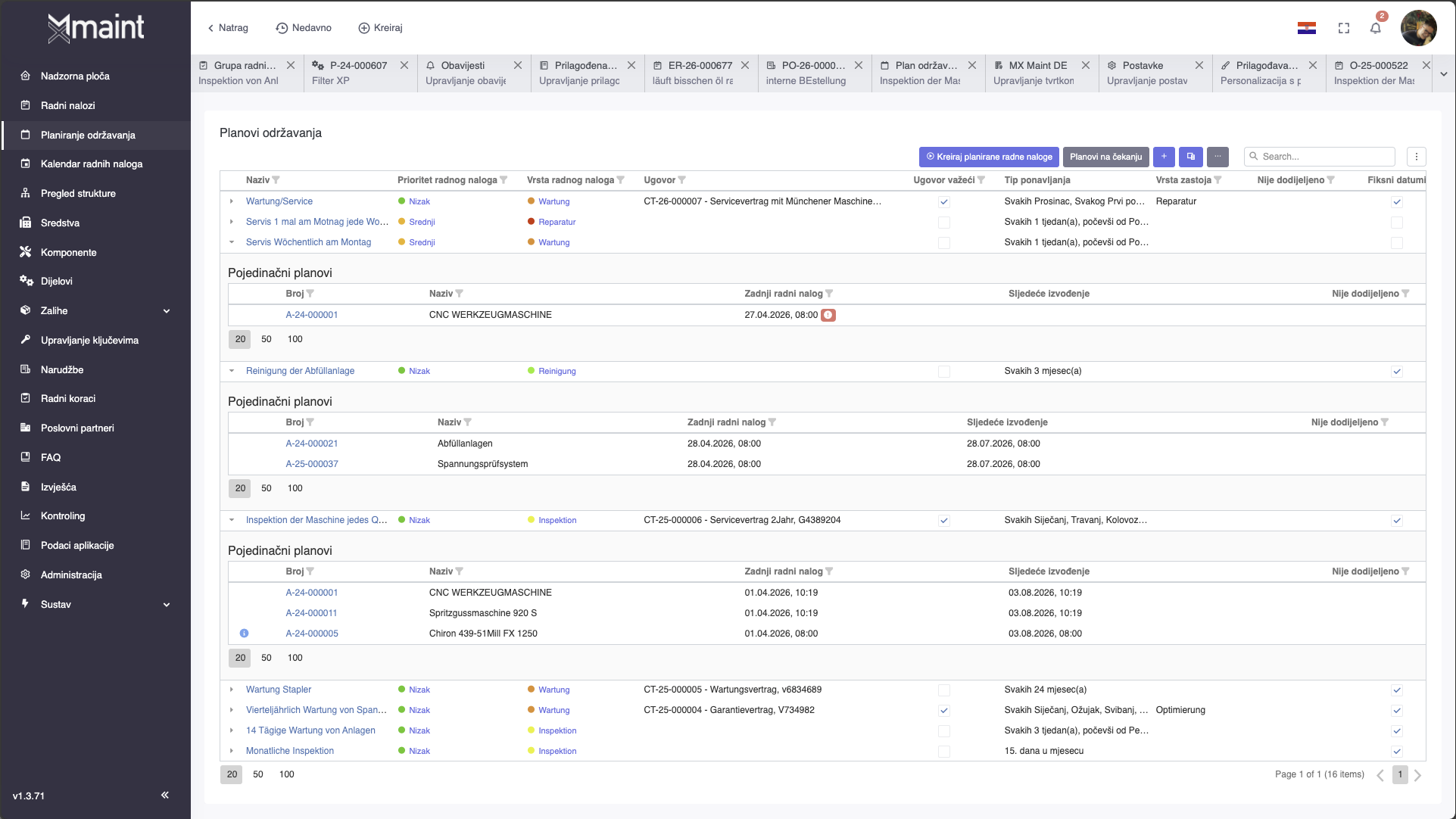 Servisi prema kilometraži i vremenu